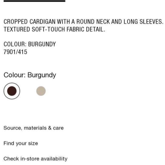 ZARA Cropped Soft-Feel Long Sleeve Cardigan Women's Size Large Brown - Picture 11 of 11